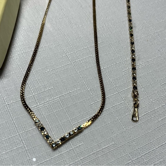 New Avon GALAXY OF COLOR Gold-tone V-Necklace & Tennis Bracelet - Picture 3 of 8